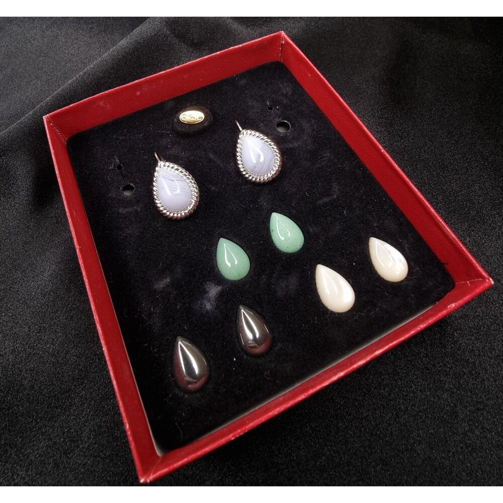 Vintage KJL By Kenneth Jay Lane Interchangeable Teardrop Earrings Set With Red B